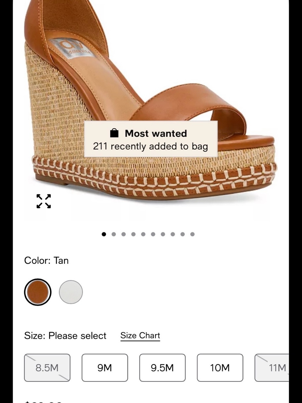 Dolce Vita Tan Leather Espadrille Wedge Sandal